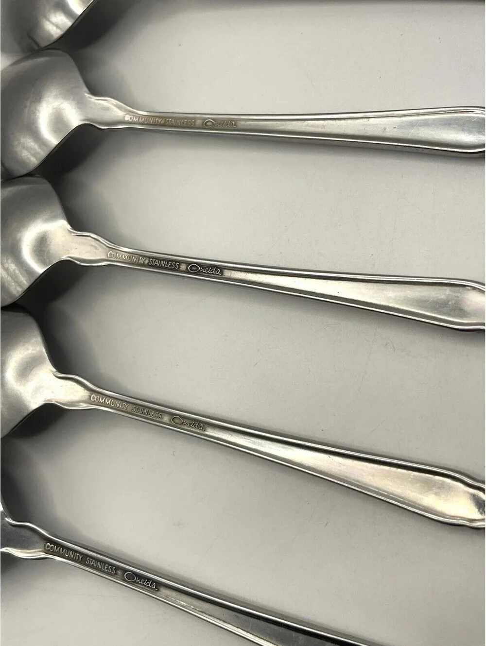 6- Oneida Community FANTASY Burnished Stainless Pierced Iced Tea spoon ~ 7 5/8”